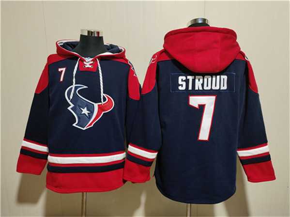 Men's Houston Texans #7 C.J. Stroud Navy Ageless Must-Have Lace-Up Pullover Hoodie,We sell and wholesale Men's Houston Texans #7 C.J. Stroud Navy Ageless Must-Have Lace-Up Pullover Hoodie on line form chian!